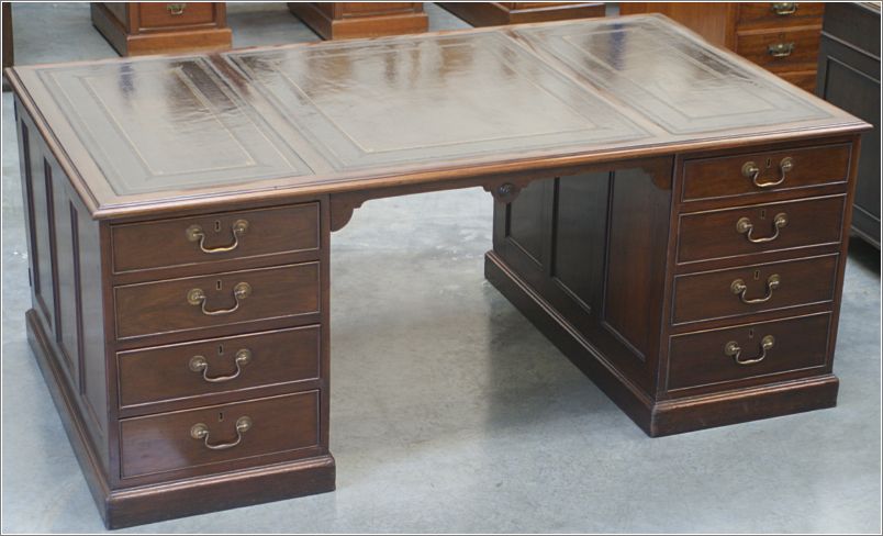 1026 Antique Large Mahogany Partners Desk